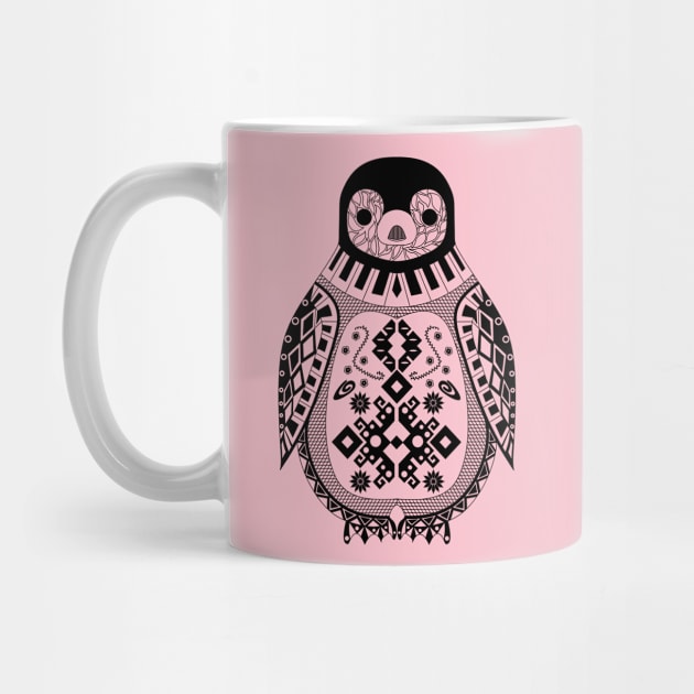 cute and classy black penguin in ecopop pattern by jorge_lebeau